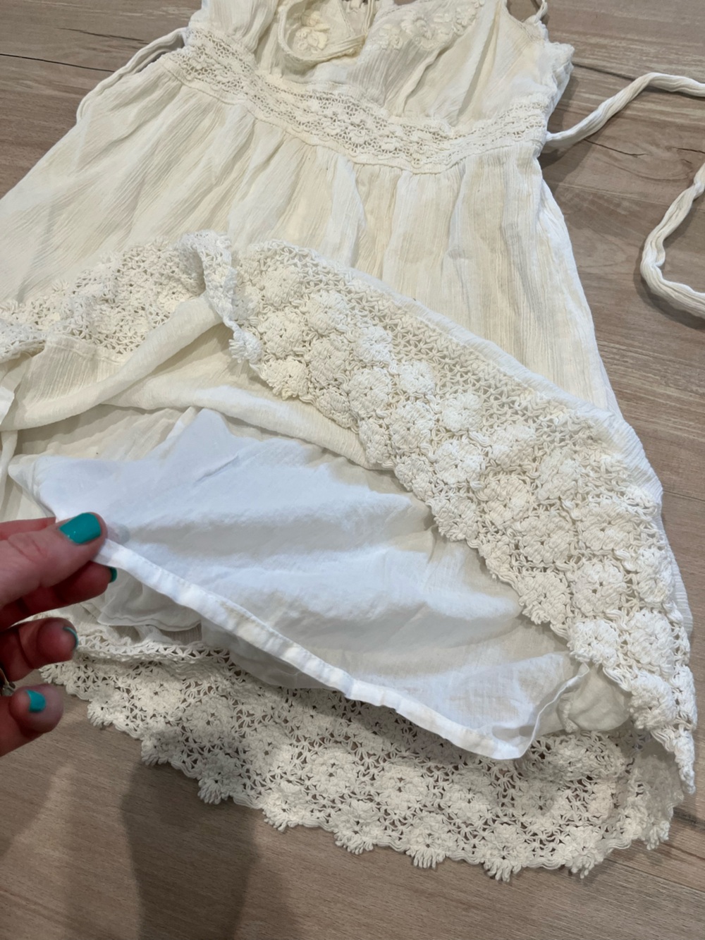 O'Neill Cream Lace-Trim Cotton Sundress - Picture 6 of 11